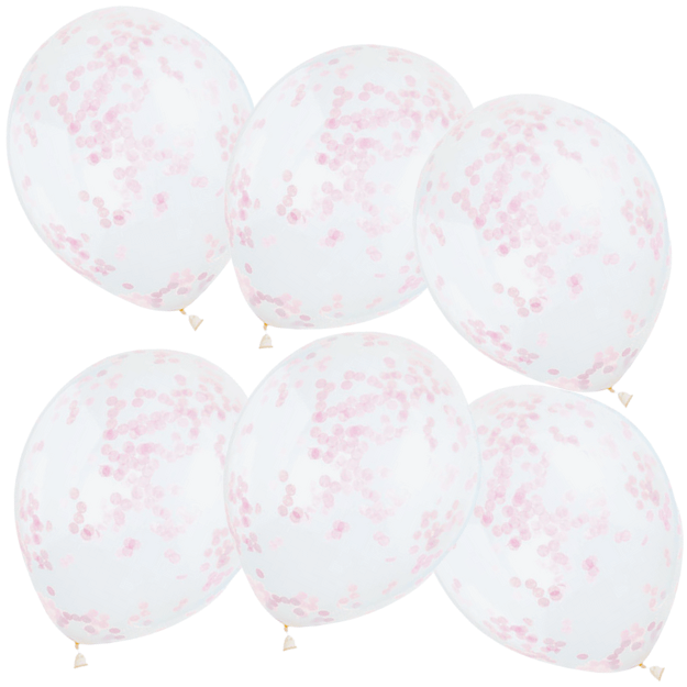 6 Clear Confetti Balloons