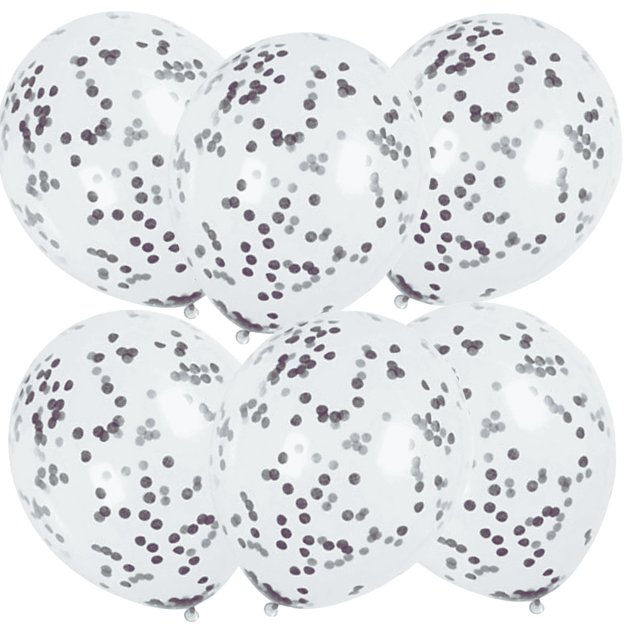 6 Clear Confetti Balloons