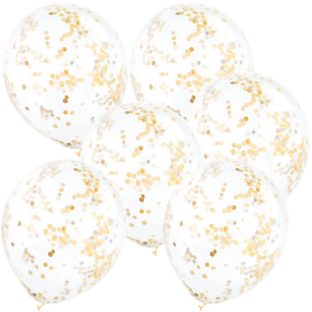 6 Clear Confetti Balloons