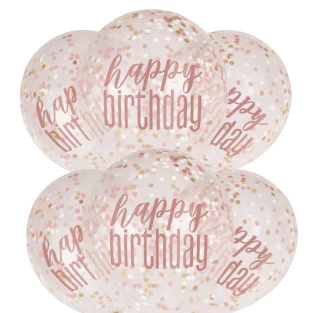 Happy Birthday Confetti Balloons - 6 Pack