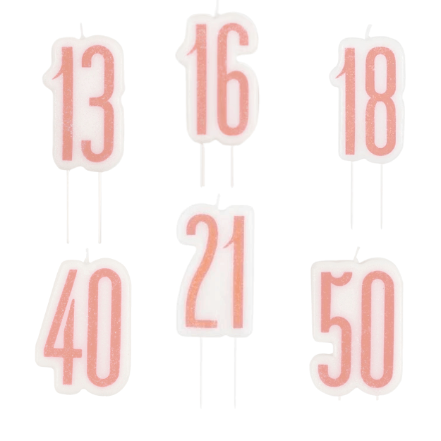 Glitz Rose Gold Number Candle