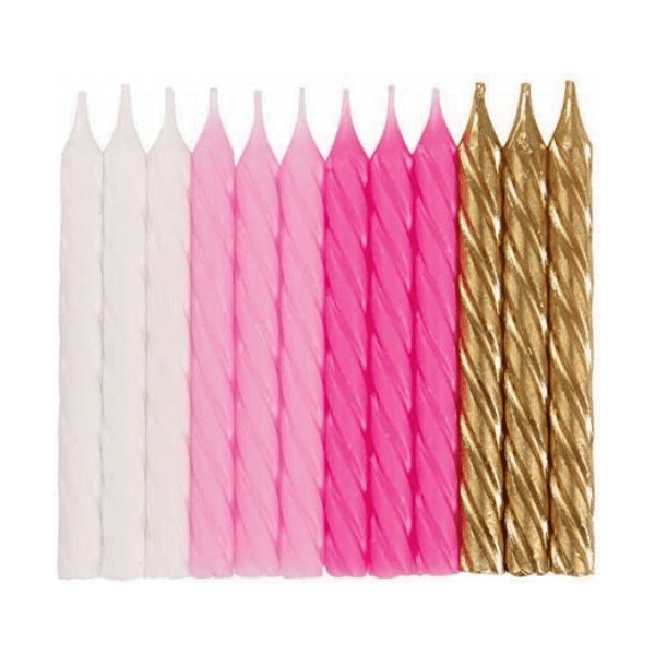 24 Pink Spiral Candles