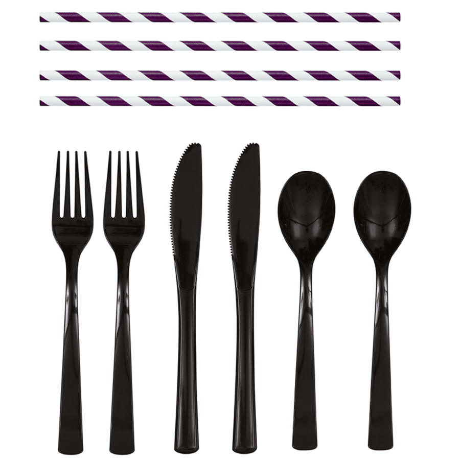 Black Cutlery & Straws