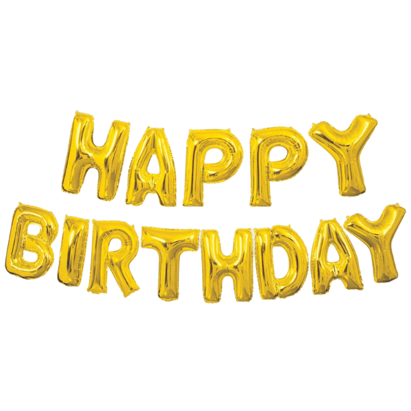 Happy Birthday Gold Balloon Banner Kit