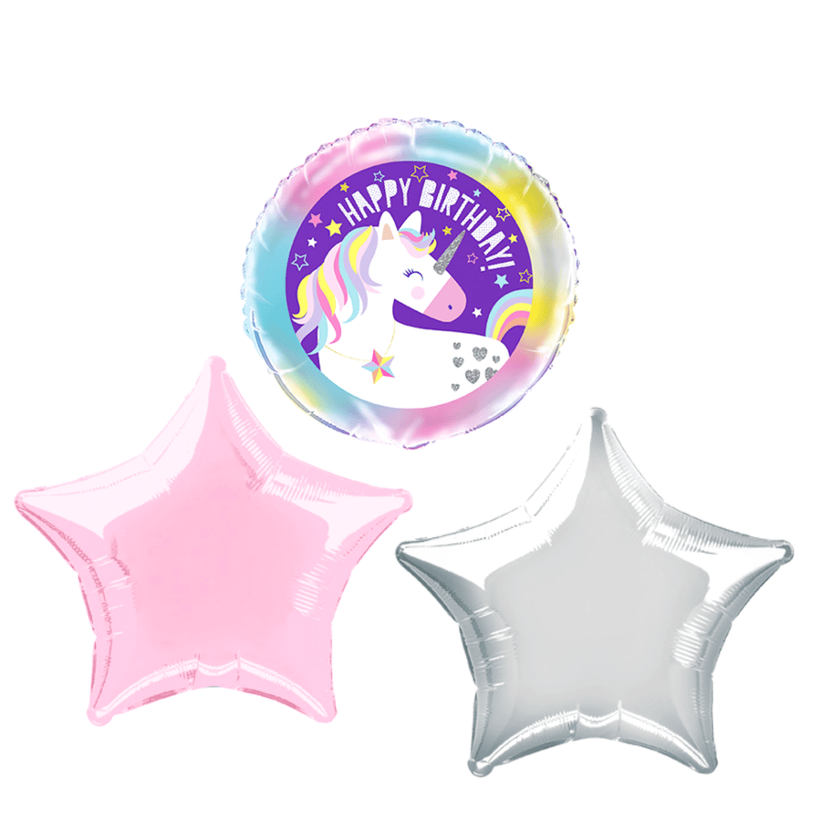 Unicorn 3 Foil Balloon Pack (Deflated)