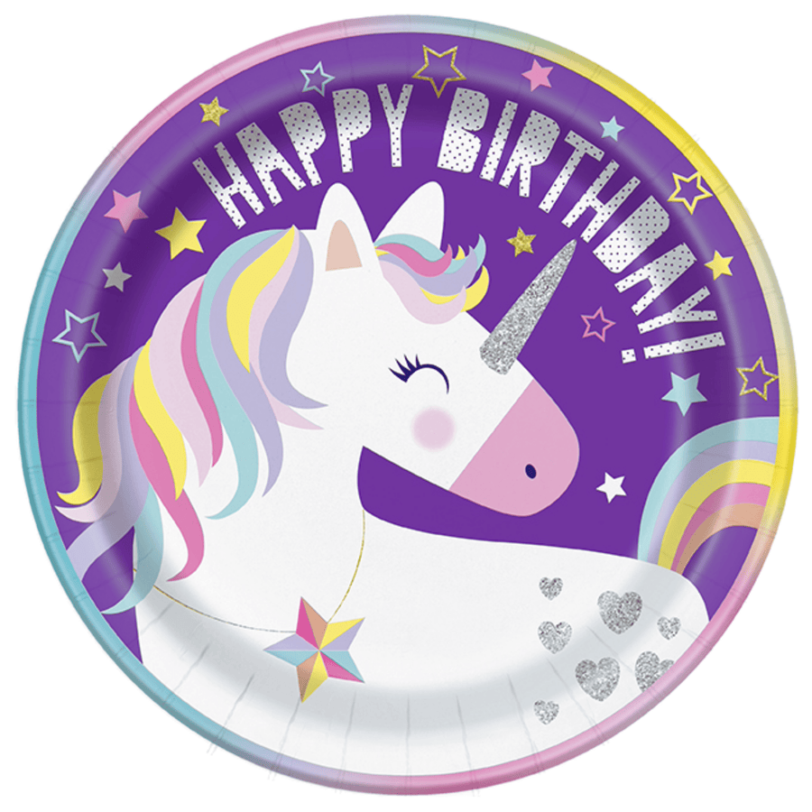 Unicorn Happy Birthday Paper Plates