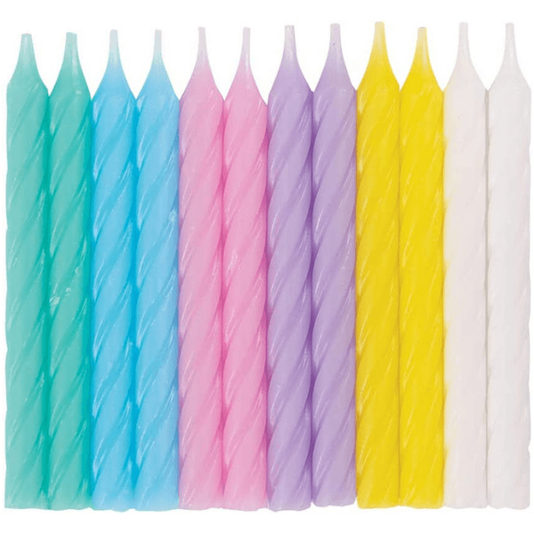 birthday candles assorted pastel colours