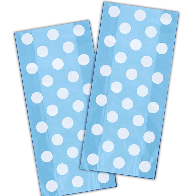 blue polka dot cello bags