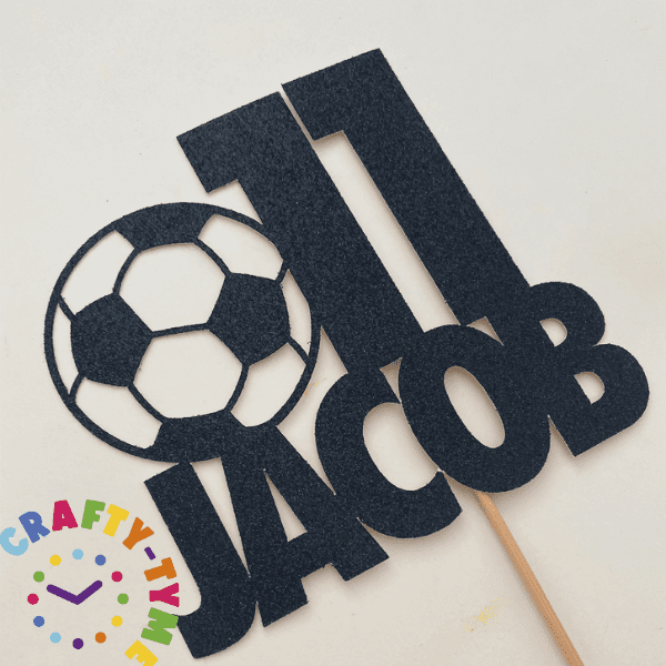 football glitter cake topper