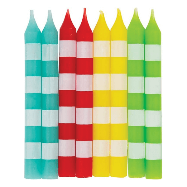 multi colour stripe candles