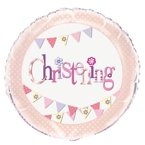 pink christening foil balloon